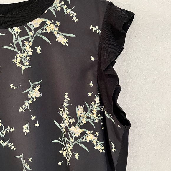 TED BAKER black ruffle sleeve floral blouse size 5 - Picture 4 of 9